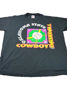 Vintage 90s Oklahoma State Cowboys graphic baseball T- Shirt Jerzees XL USA Made